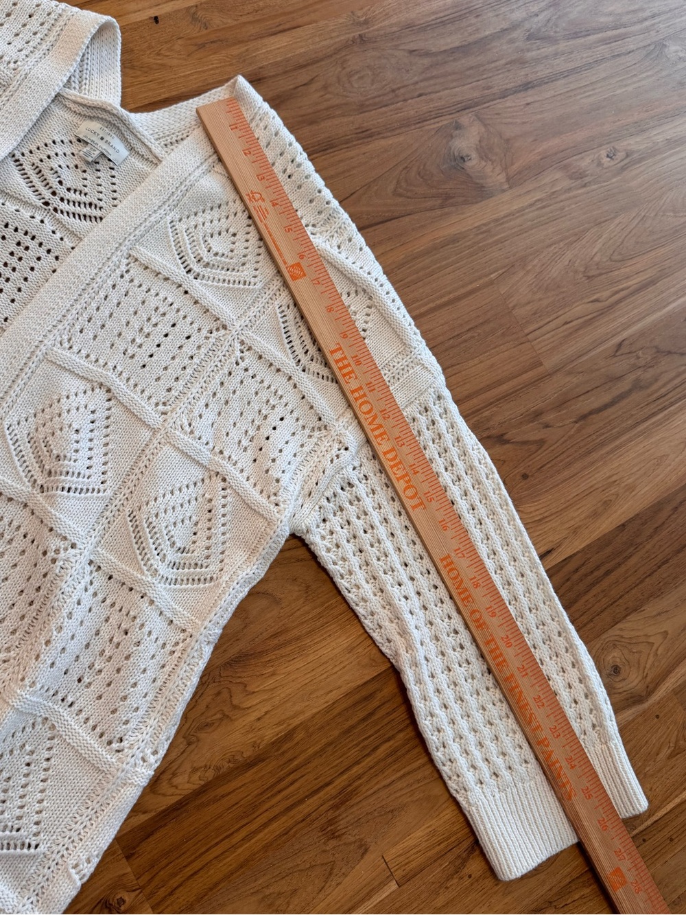 NWT Lucky Brand Pointelle Cardigan Women’s Small Open Front Crocheted Off White - Picture 12 of 12